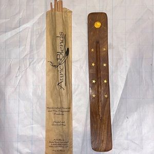 Incense holder and 9 assorted incense.